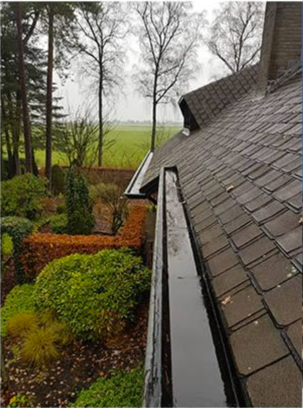 Dakgoot gereinigd door Meneerke Proper